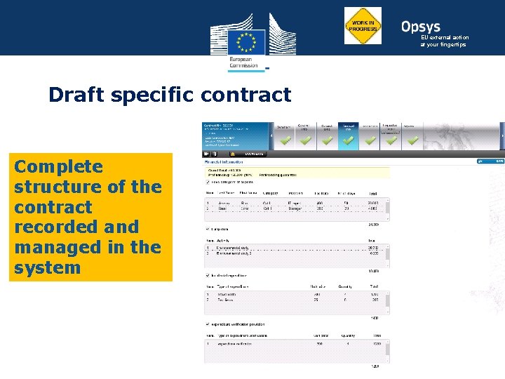 EU external action at your fingertips Draft specific contract Complete structure of the contract