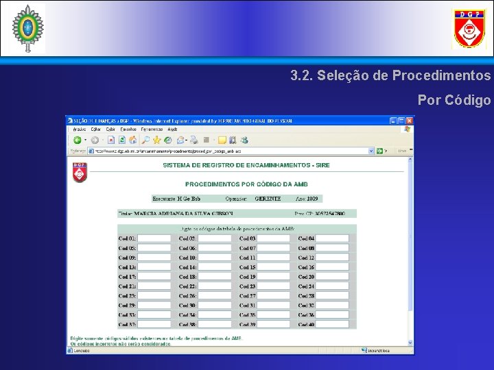 3. 2. Seleção de Procedimentos Por Código 
