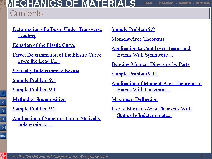 Fifth Edition MECHANICS OF MATERIALS Beer • Johnston • De. Wolf • Mazurek Contents