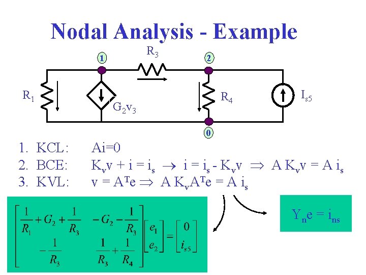 Nodal Analysis - Example R 3 1 R 1 2 R 4 G 2