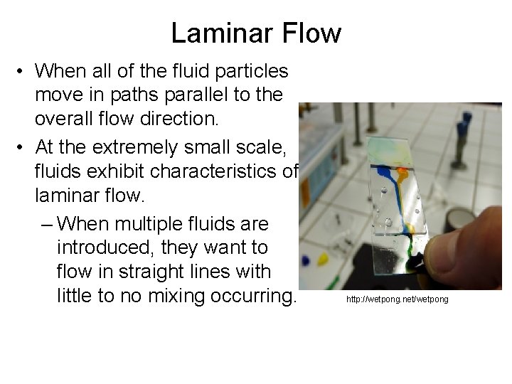 Laminar Flow • When all of the fluid particles move in paths parallel to
