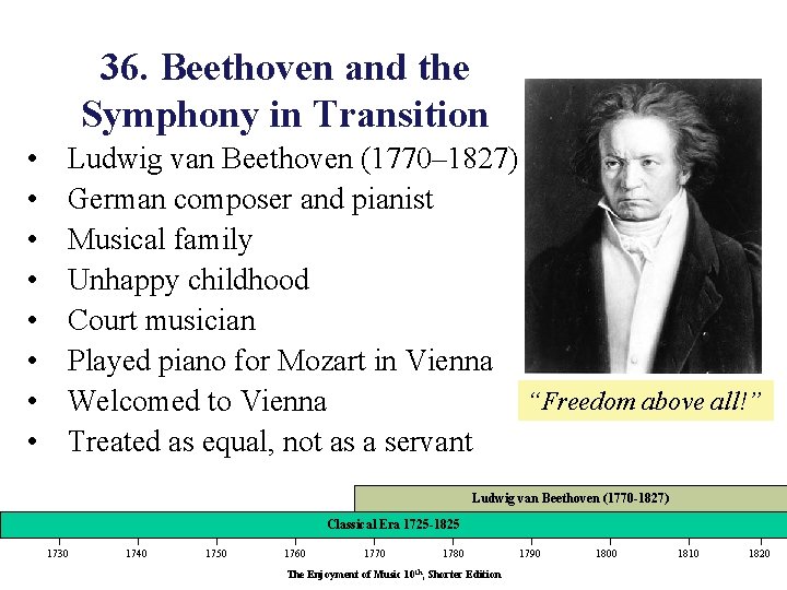 36. Beethoven and the Symphony in Transition • • Ludwig van Beethoven (1770– 1827)
