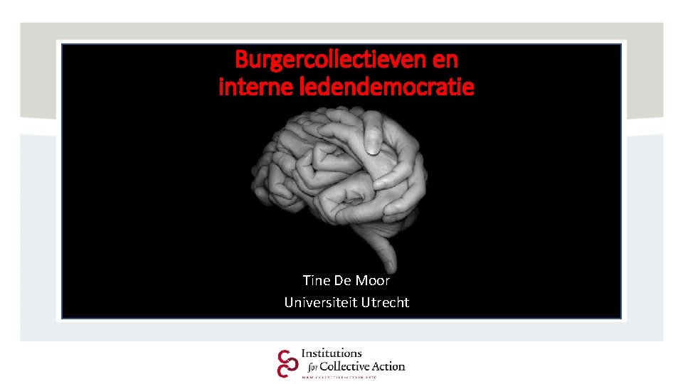 Burgercollectieven en interne ledendemocratie Tine De Moor Universiteit Utrecht 