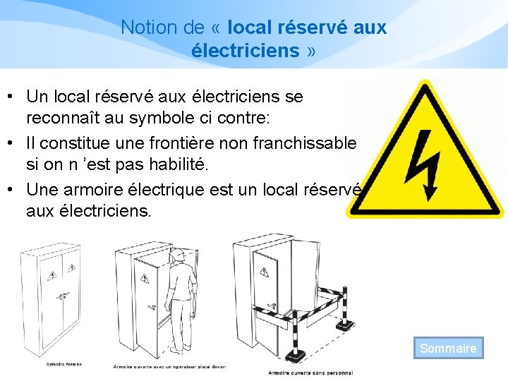 Notion de « local réservé aux électriciens » • Un local réservé aux électriciens