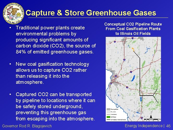 Capture & Store Greenhouse Gases • Traditional power plants create environmental problems by producing