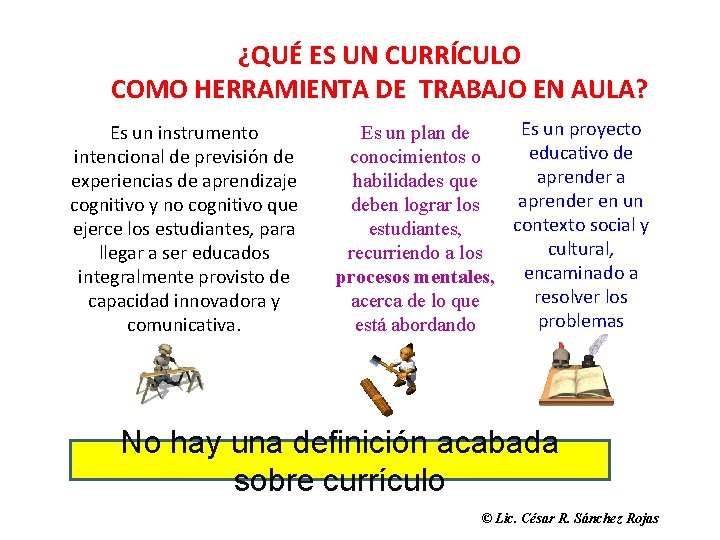 ¿QUÉ ES UN CURRÍCULO COMO HERRAMIENTA DE TRABAJO EN AULA? Es un instrumento intencional