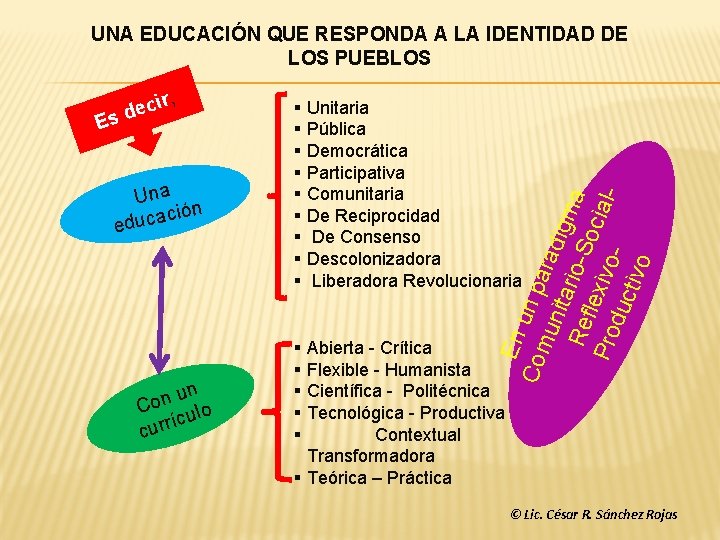 UNA EDUCACIÓN QUE RESPONDA A LA IDENTIDAD DE LOS PUEBLOS , Una ción a