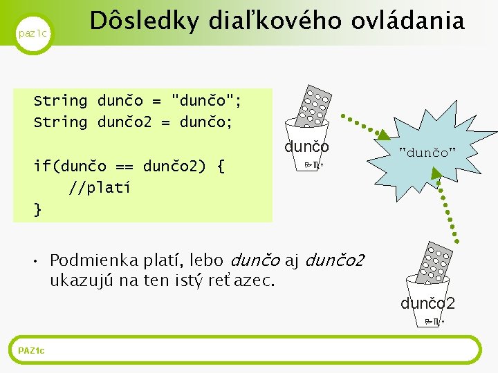 paz 1 c Dôsledky diaľkového ovládania String dunčo = "dunčo"; String dunčo 2 =