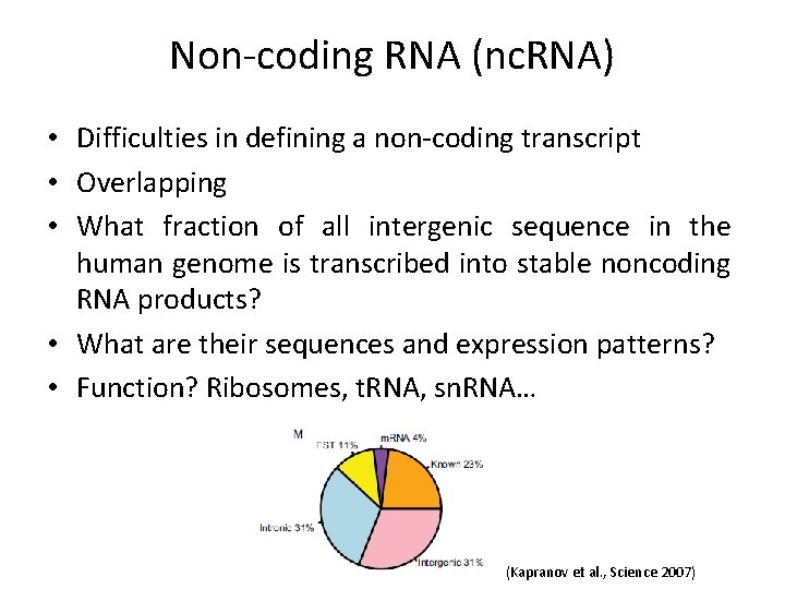 Non-coding RNA (nc. RNA) • Difficulties in defining a non-coding transcript • Overlapping •
