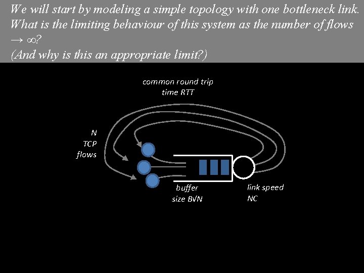 We will start by modeling a simple topology with one bottleneck link. What is We will start by modeling a simple topology with one bottleneck link. What is