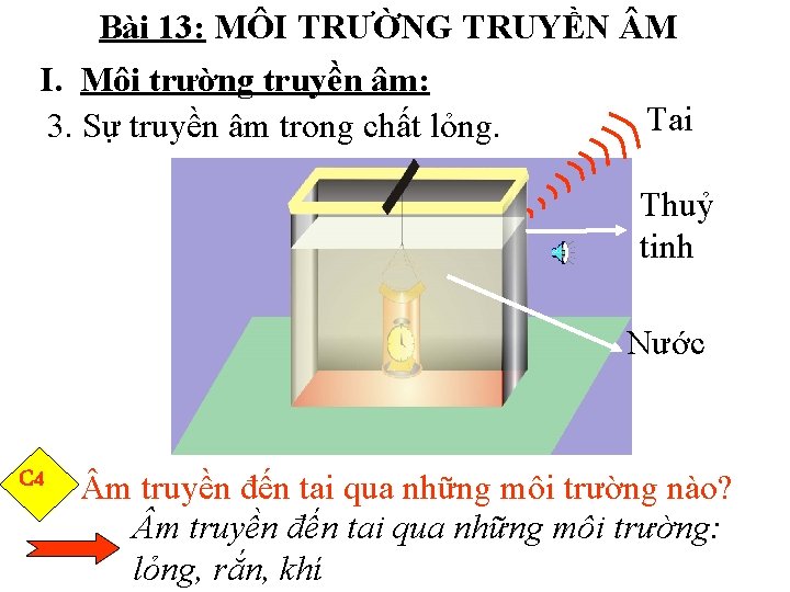 Bài 13: MÔI TRƯỜNG TRUYỀN M I. Môi trường truyền âm: Tai 3. Sự