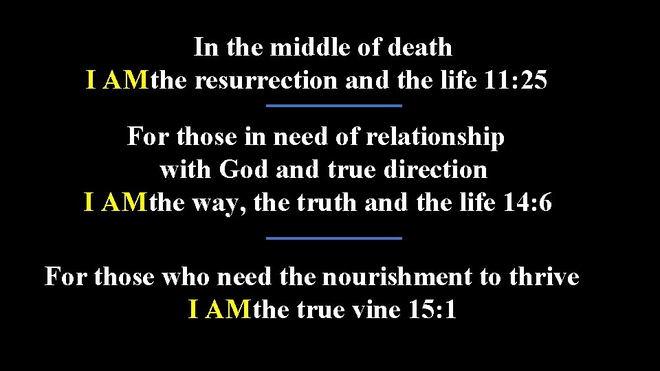 In the middle of death I AM the resurrection and the life 11: 25