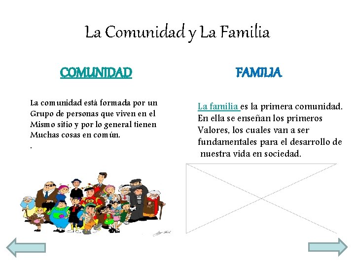 La Comunidad y La Familia COMUNIDAD La comunidad está formada por un Grupo de