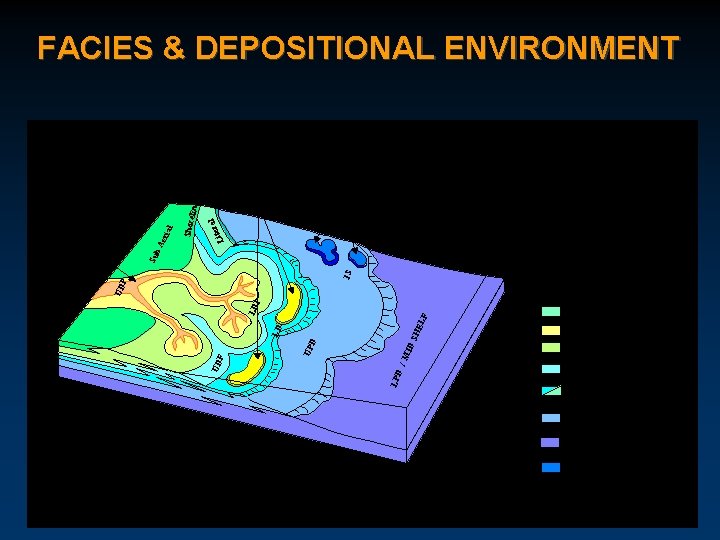 FACIES & DEPOSITIONAL ENVIRONMENT Reef / Bioclastic Limestone al r Lito Shore eri Sea