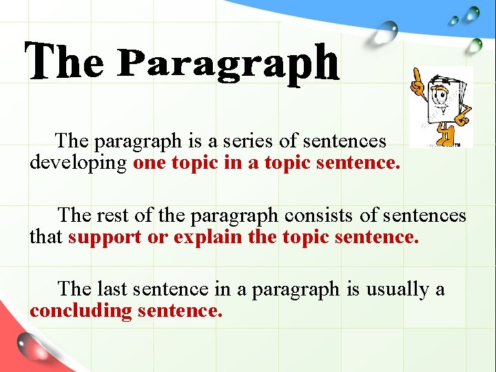 The paragraph is a series of sentences developing one topic in a topic sentence.