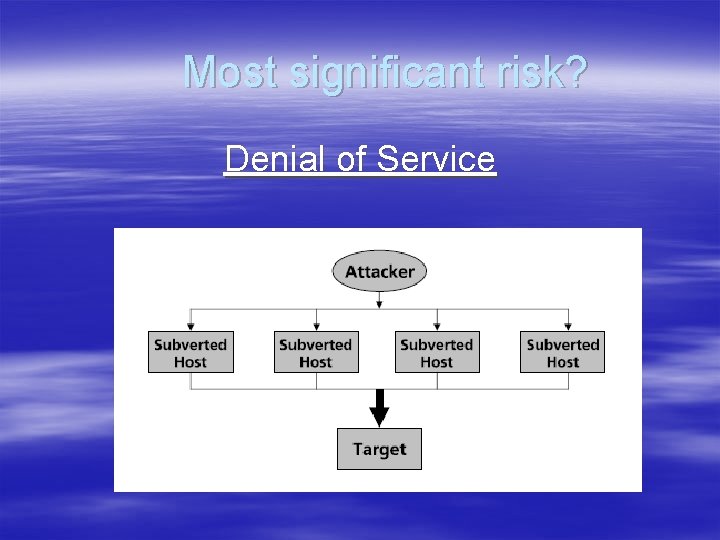 Most significant risk? Denial of Service 