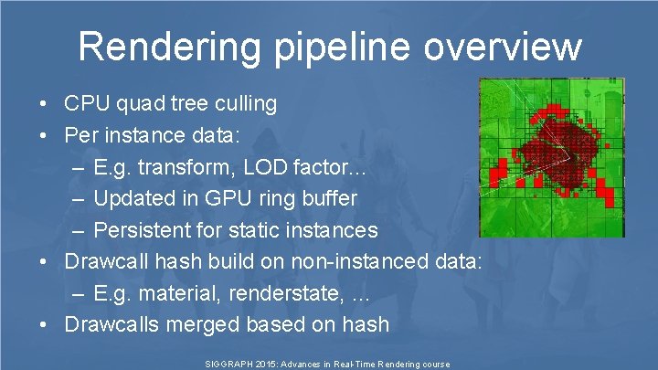 Rendering pipeline overview • CPU quad tree culling • Per instance data: – E. Rendering pipeline overview • CPU quad tree culling • Per instance data: – E.