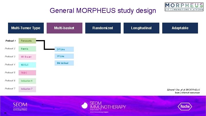 General MORPHEUS study design Multi-Tumor Type Multi-basket Protocol 1 Pancreatic Protocol 2 Gastric 2