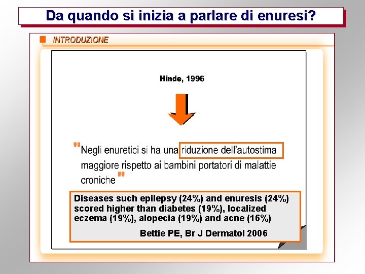 Da quando si inizia a parlare di enuresi? Diseases such epilepsy (24%) and enuresis