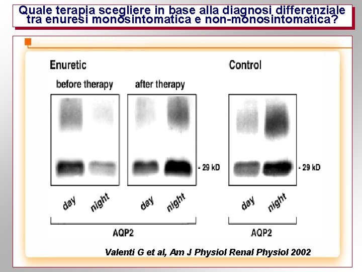 Quale terapia scegliere in base alla diagnosi differenziale tra enuresi monosintomatica e non-monosintomatica? Valenti