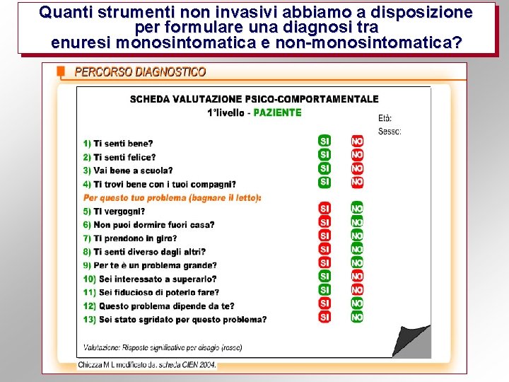 Quanti strumenti non invasivi abbiamo a disposizione per formulare una diagnosi tra enuresi monosintomatica