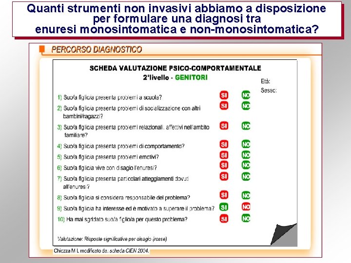 Quanti strumenti non invasivi abbiamo a disposizione per formulare una diagnosi tra enuresi monosintomatica