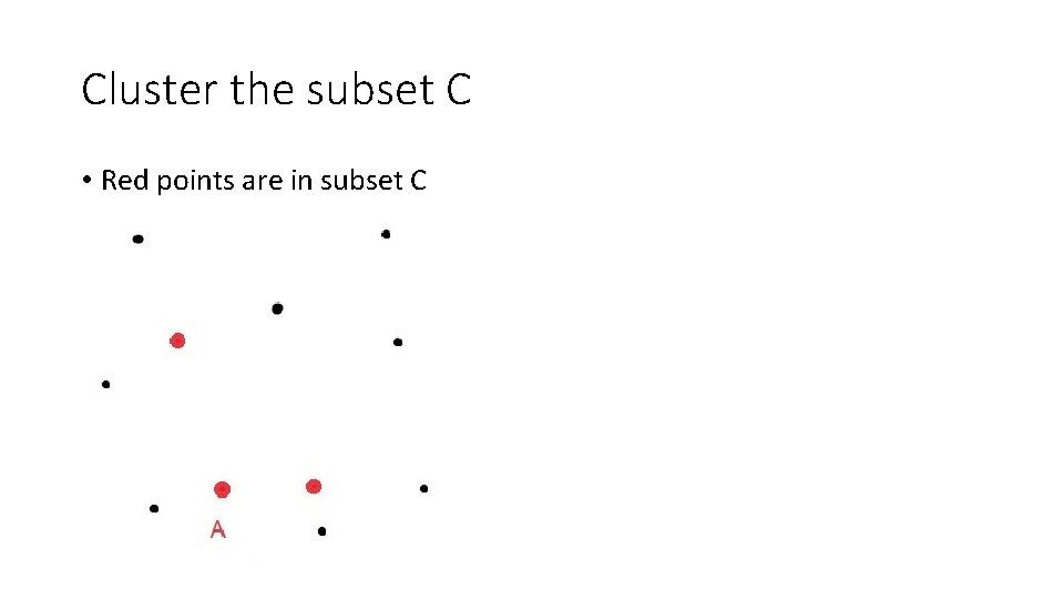 Cluster the subset C • Red points are in subset C 