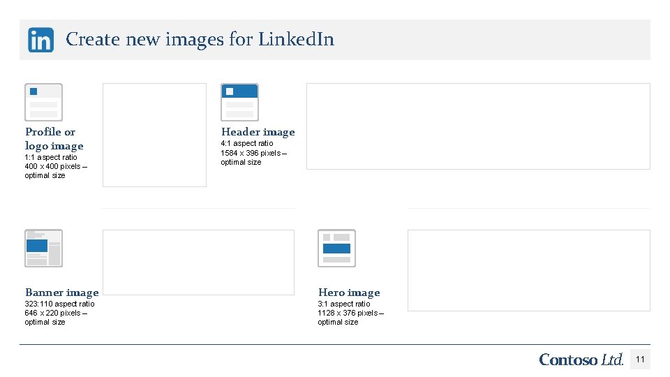 Create new images for Linked. In Profile or logo image 1: 1 aspect ratio