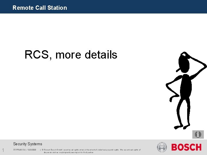 Remote Call Station RCS, more details Security Systems 1 ST/PRM 3 -EU | |