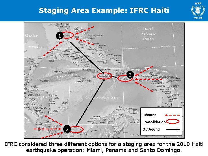 Staging Area Example: IFRC Haiti 1 3 Inbound Consolidation 2 Outbound IFRC considered three
