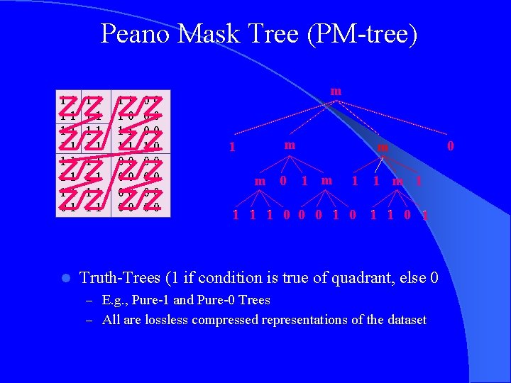 Peano Mask Tree (PM-tree) 11 11 01 l 11 11 11 10 11 11