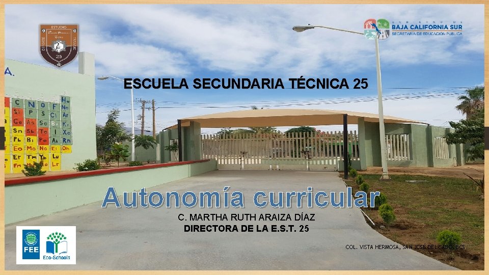 ESCUELA SECUNDARIA TÉCNICA 25 Autonomía curricular C. MARTHA RUTH ARAIZA DÍAZ DIRECTORA DE LA