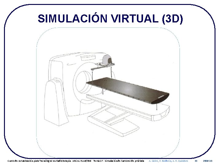 SIMULACIÓN VIRTUAL (3 D) Curso de Actualización para Tecnólogos en Radioterapia. ARCAL RLA 6/058