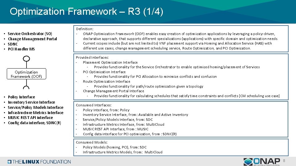 Optimization Framework – R 3 (1/4) • • Service Orchestrator (SO) Change Management Portal Optimization Framework – R 3 (1/4) • • Service Orchestrator (SO) Change Management Portal