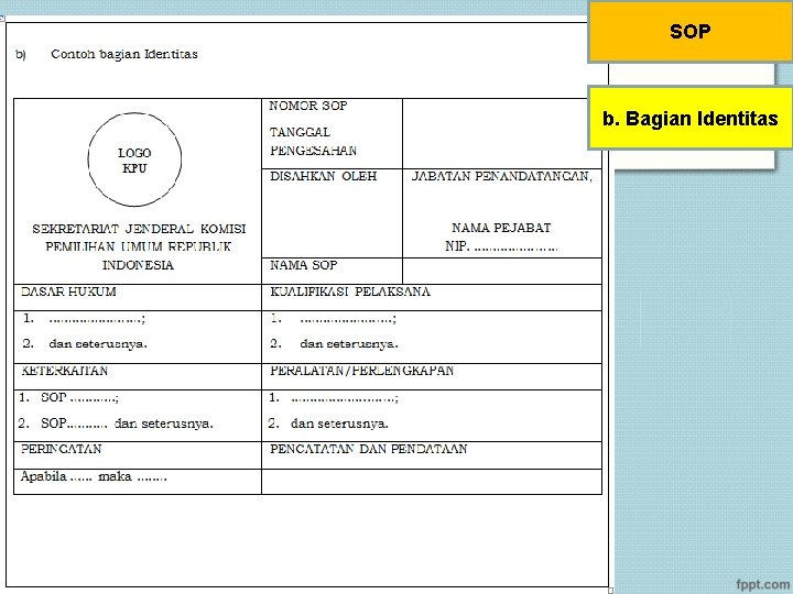 SOP b. Bagian Identitas 