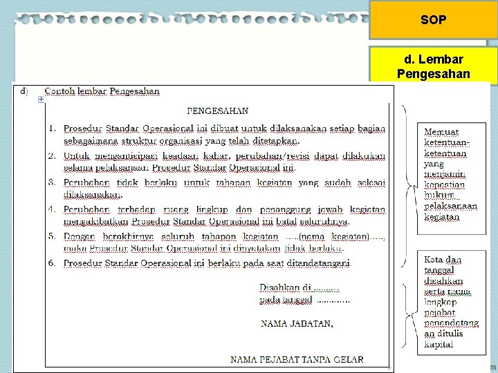SOP d. Lembar Pengesahan 