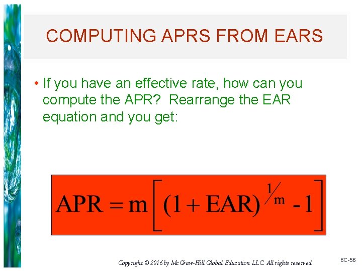COMPUTING APRS FROM EARS • If you have an effective rate, how can you