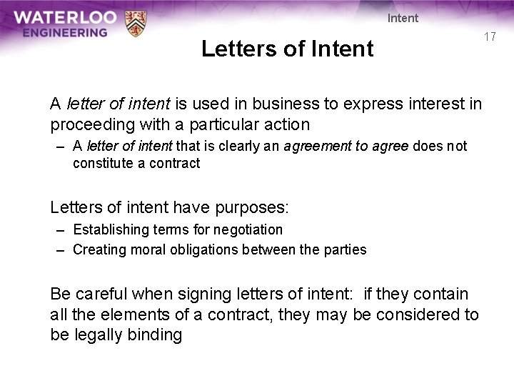 Intent Letters of Intent A letter of intent is used in business to express Intent Letters of Intent A letter of intent is used in business to express