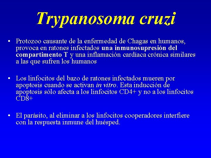 Trypanosoma cruzi • Protozoo causante de la enfermedad de Chagas en humanos, provoca en Trypanosoma cruzi • Protozoo causante de la enfermedad de Chagas en humanos, provoca en