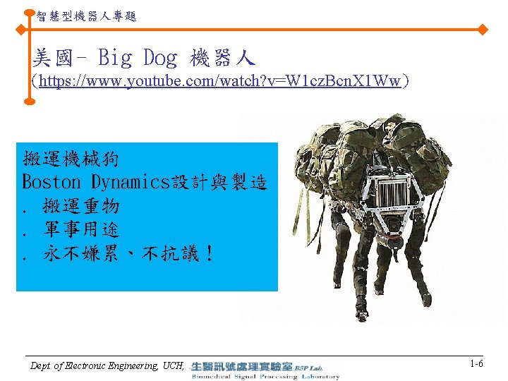 智慧型機器人專題 美國- Big Dog 機器人 (https: //www. youtube. com/watch? v=W 1 cz. Bcn. X