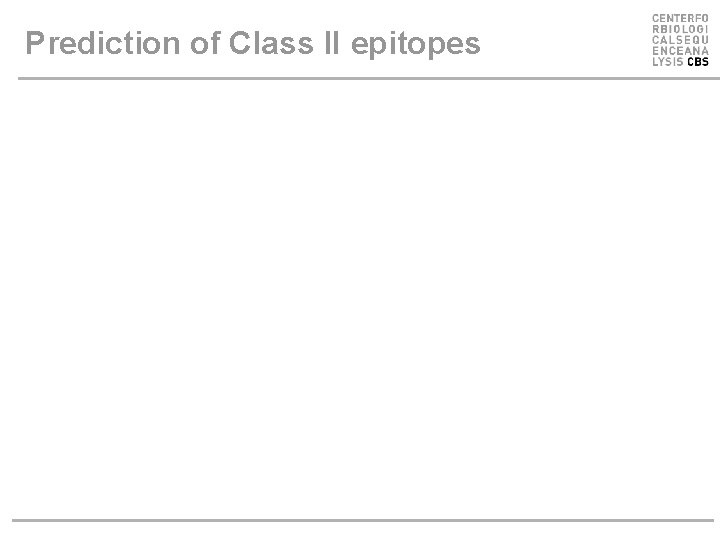 Prediction of Class II epitopes 