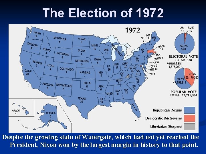 The Election of 1972 Despite the growing stain of Watergate, which had not yet