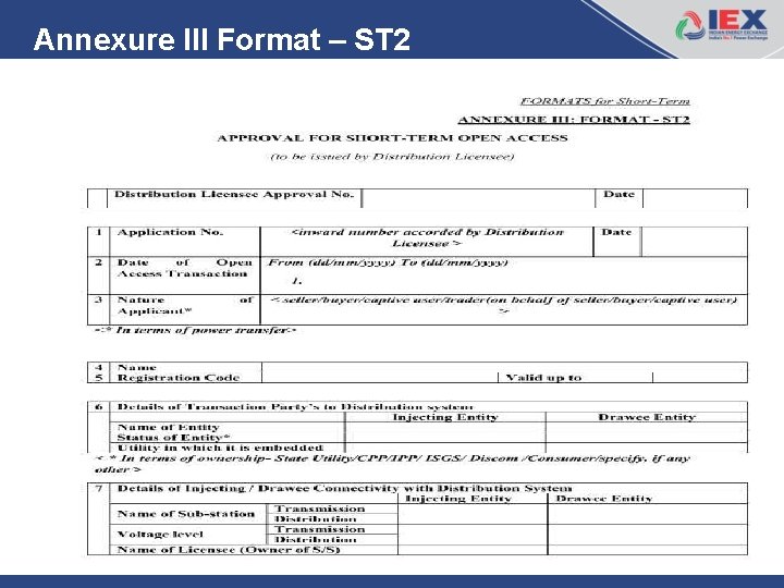 Annexure III Format – ST 2 