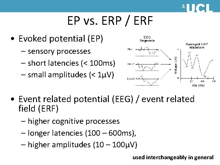 EP vs. ERP / ERF • Evoked potential (EP) – sensory processes – short EP vs. ERP / ERF • Evoked potential (EP) – sensory processes – short