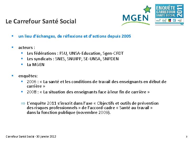 Le Carrefour Santé Social § un lieu d’échanges, de réflexions et d’actions depuis 2005