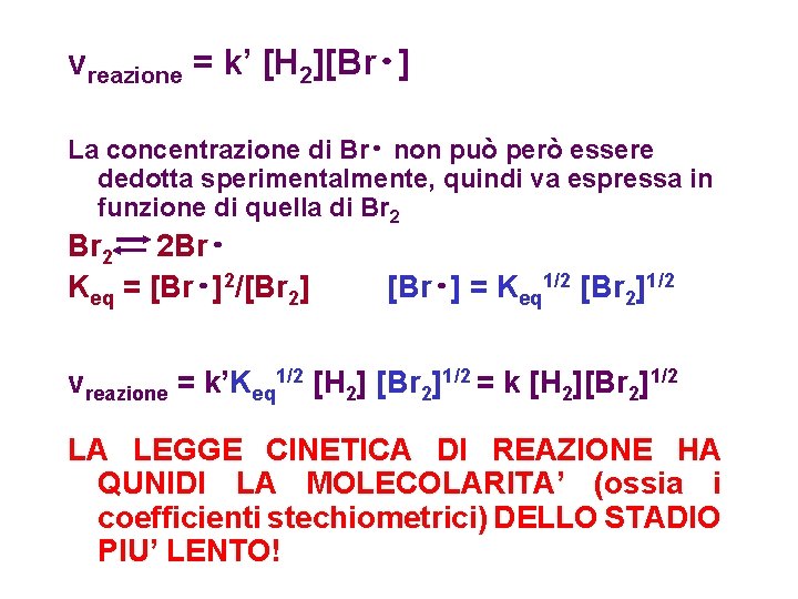 vreazione = k’ [H 2][Br • ] La concentrazione di Br • non può