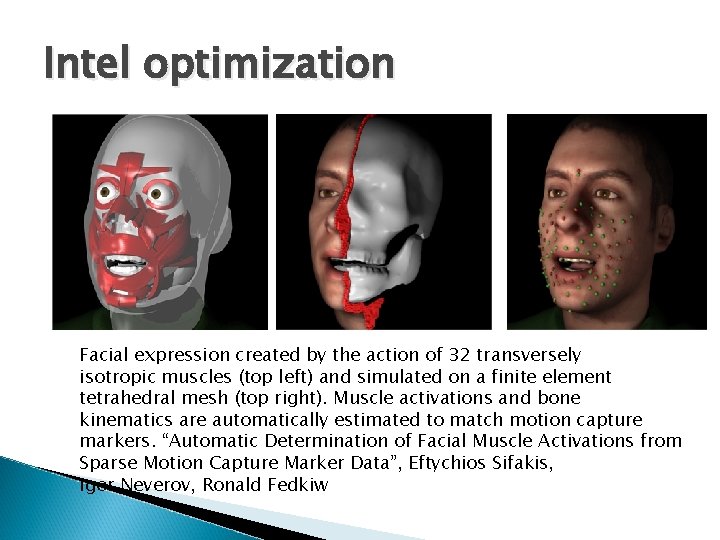 Intel optimization Facial expression created by the action of 32 transversely isotropic muscles (top Intel optimization Facial expression created by the action of 32 transversely isotropic muscles (top