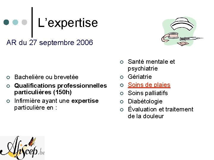 L’expertise AR du 27 septembre 2006 ¢ ¢ Bachelière ou brevetée Qualifications professionnelles particulières