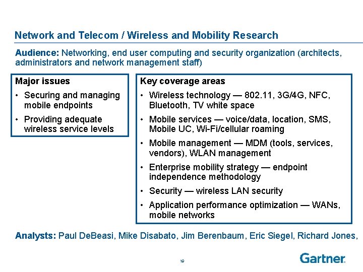 Network and Telecom / Wireless and Mobility Research Audience: Networking, end user computing and