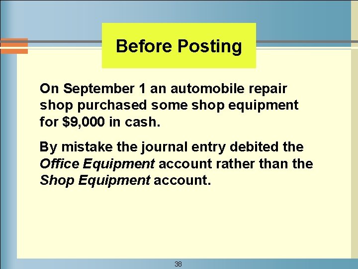 Before Posting On September 1 an automobile repair shop purchased some shop equipment for